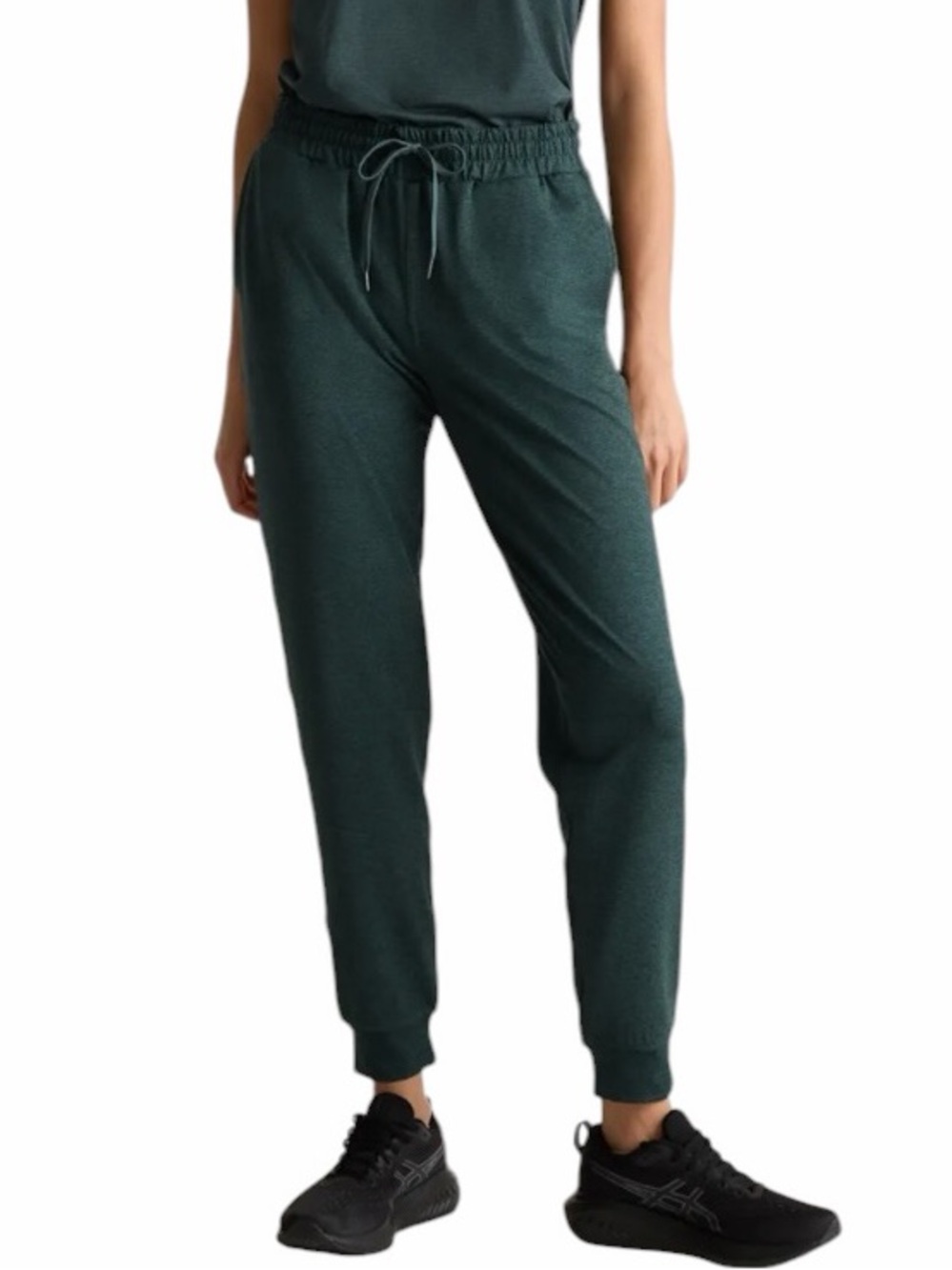 Quince Flowknit Performance Joggers 25” in Heather Green